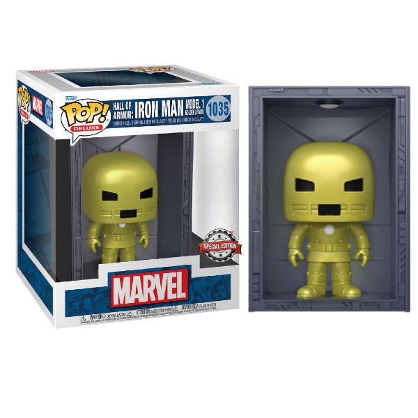 Funko PoP! Marvel Deluxe Hall of Armor Iron Man Model 1 Golden Armor #1035 (Special  Edition) Action Figure